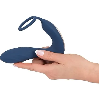 Vibrating Prostate Plug with Ring Albastru