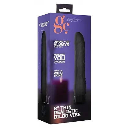 Vibrator 20.3cm Thin Realistic Negru