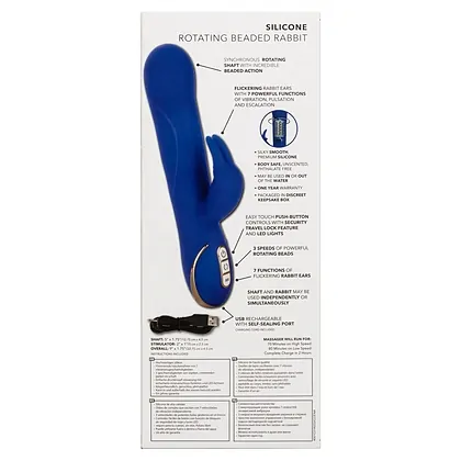 Vibrator Silicone Rotating Rabbit Albastru