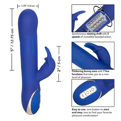 Vibrator Silicone Rotating Rabbit Albastru