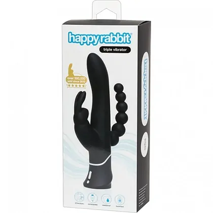 Vibrator Triplu Happy Rabbit Negru