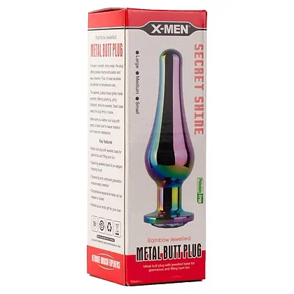 X-MEN Secret Shine Metal Anal Plug Rainbow M Multicolor